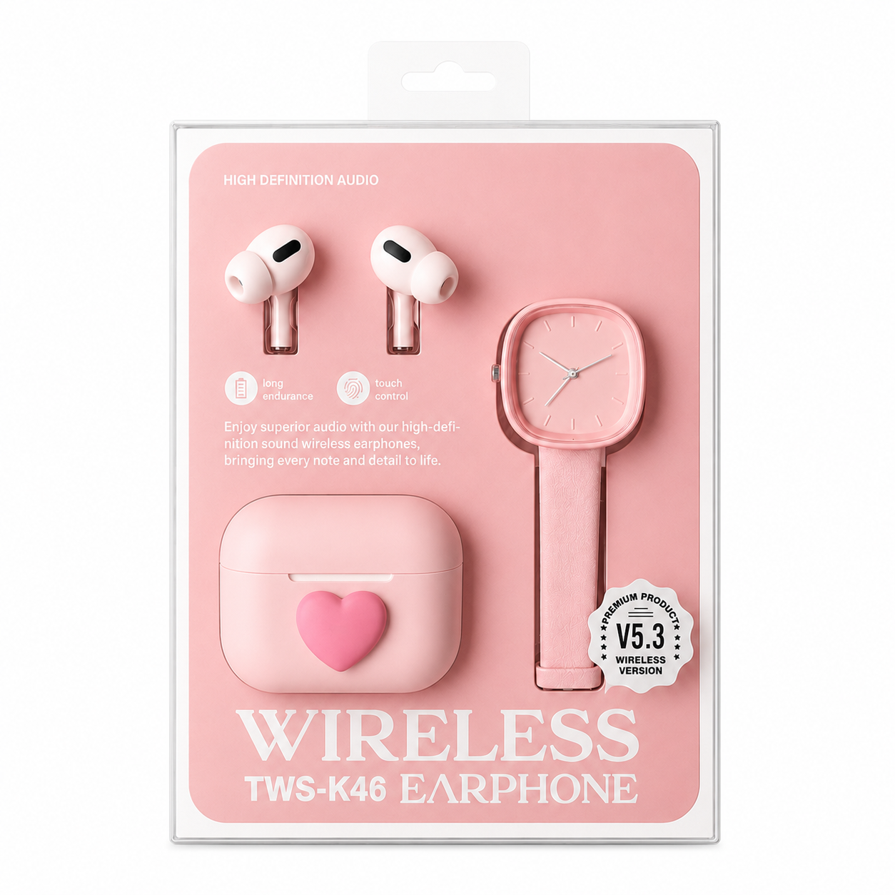 Wireless Earbuds & Watch Set (pink)